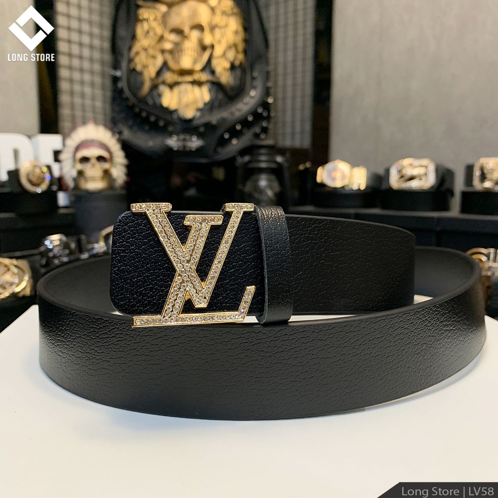 Thắt lưng da nam đính đá cao cấp da thật 100% bảo hành 3 năm về da LONGSTORE