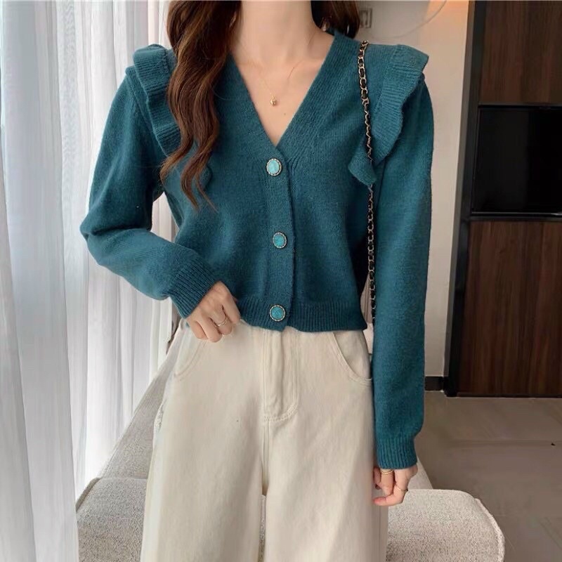 Áo cardigan len cổ bèo nữ tính
