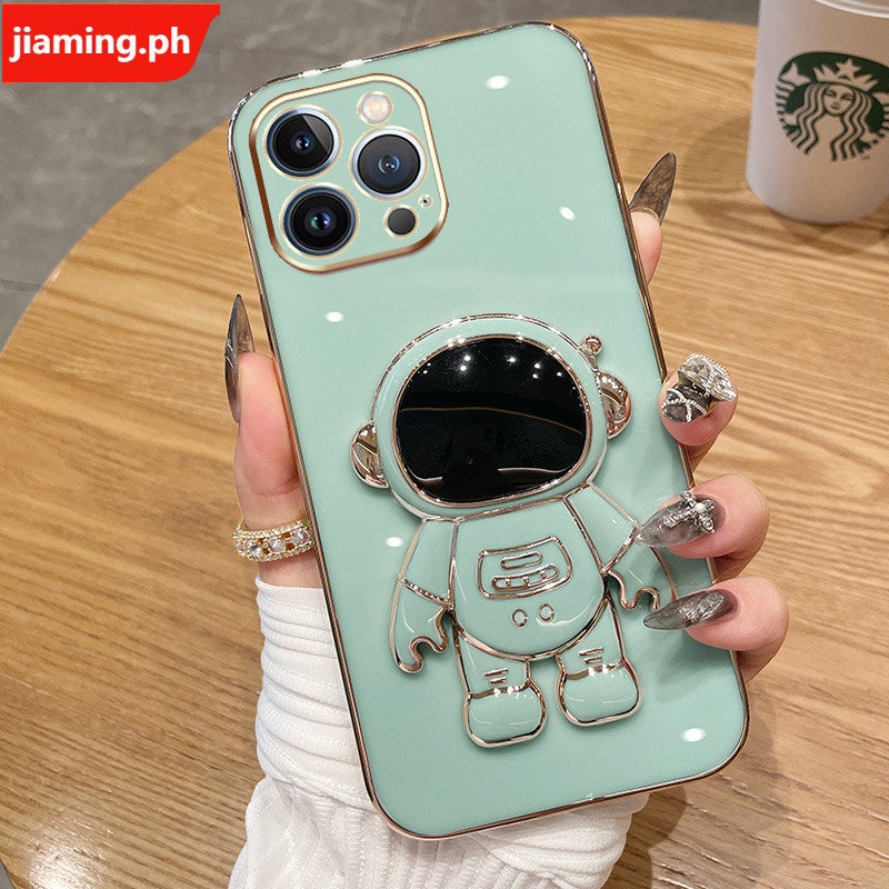 Ốp Điện Thoại Mềm Mạ Điện Hình Phi Hành Gia 3D Có Giá Đỡ Cho iphone 13 Pro Max 12 Pro Max 11 Pro Max