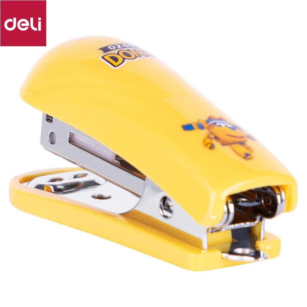 Dập ghim mini #10 Deli Superwings bao gồm hộp ghim Xanh - Hồng - Vàng E0249 [Deli]