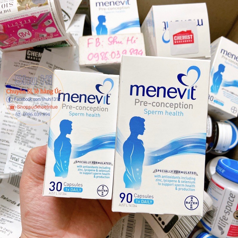 Viên Uống Menevit Nâng Cao Chất Lượng Tinh Trùng, Lọ 30 viên và 90 Viên Của Úc
