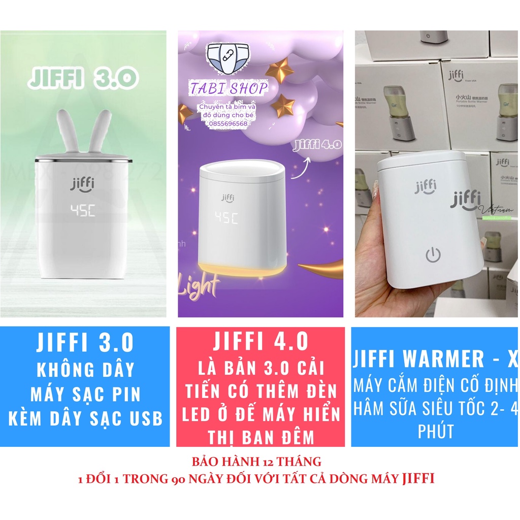 Máy hâm sữa, hâm nước pha sữa di động không dây, có dây cầm tay cho bé chính hãng JIFFI.