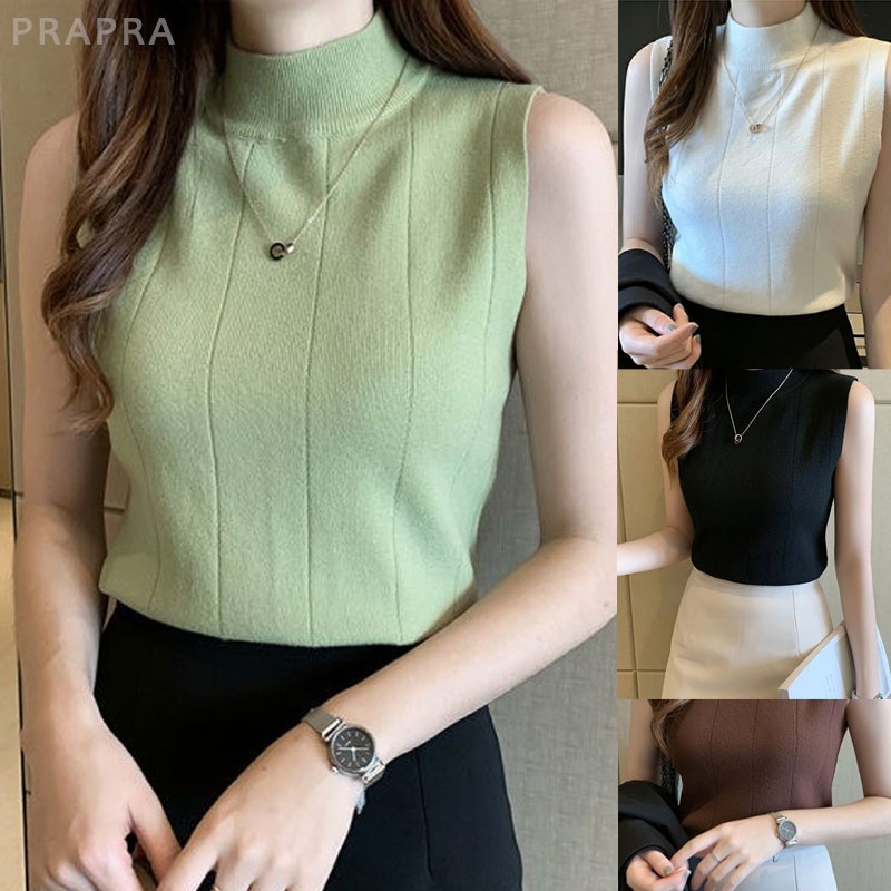 Áo Dệt Kim Sát Nách Màu Trơn Thời Trang Sang Trọng Cho Nữ