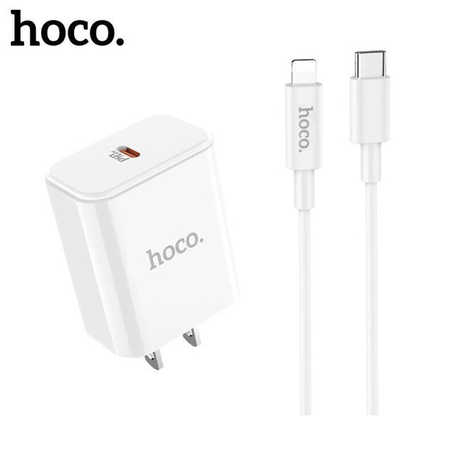 Sạc Nhanh Cho Iphone 8/X/11 Hoco C71 Kèm Cáp Type C to Lightning - Hàng Chính hãng