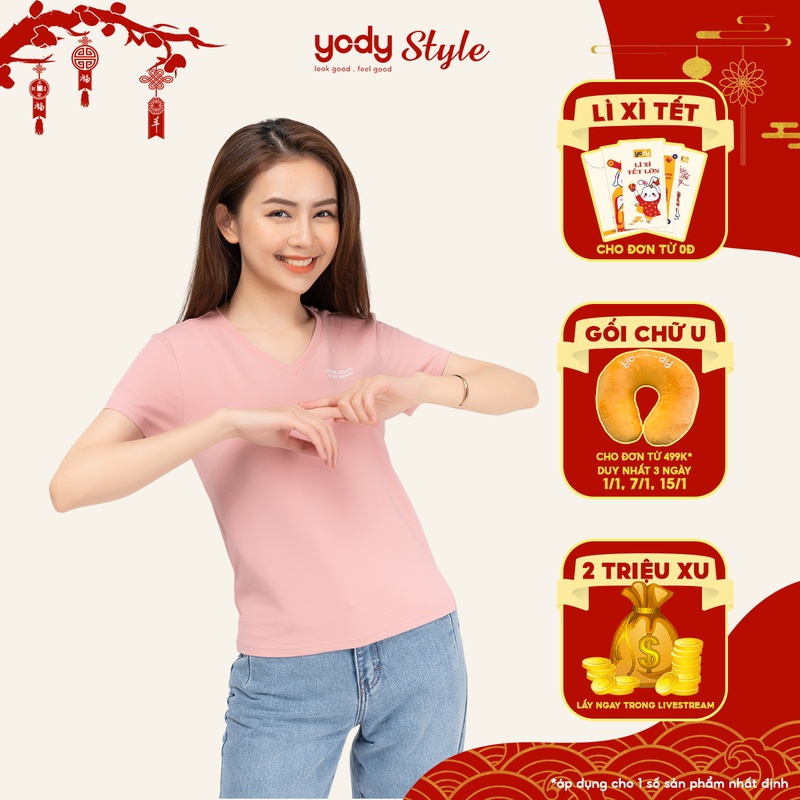 Áo Thun Nữ Kẻ Sọc Ngang Tay Phễu YODY Vô Cùng Thoải Mái Và Thoáng Mát PPN4260