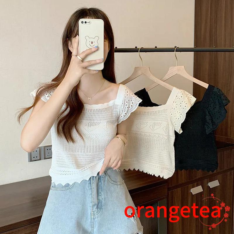 Áo Thun Nữ Dệt Kim Cổ Vuông Màu Sắc Thời Trang Mùa Hè