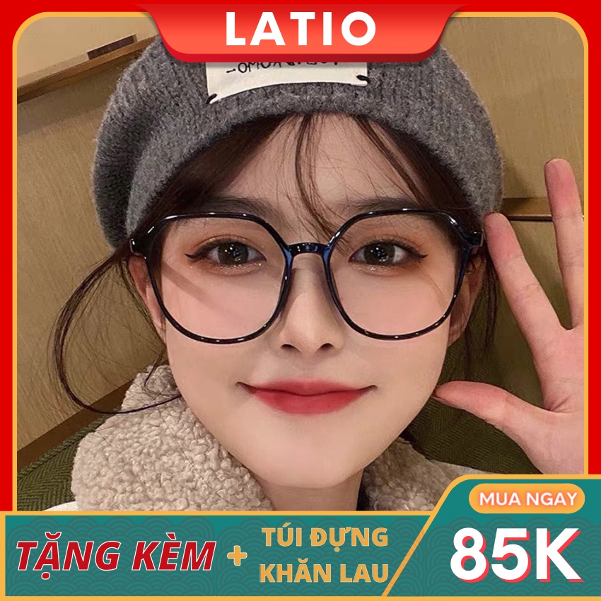 Mắt kính thời trang LATIO cao cấp được thiết kế gọng đa giác lớn giúp khuôn mặt nhỏ nhắn cute hơn mẫu mới 2022 - KM35