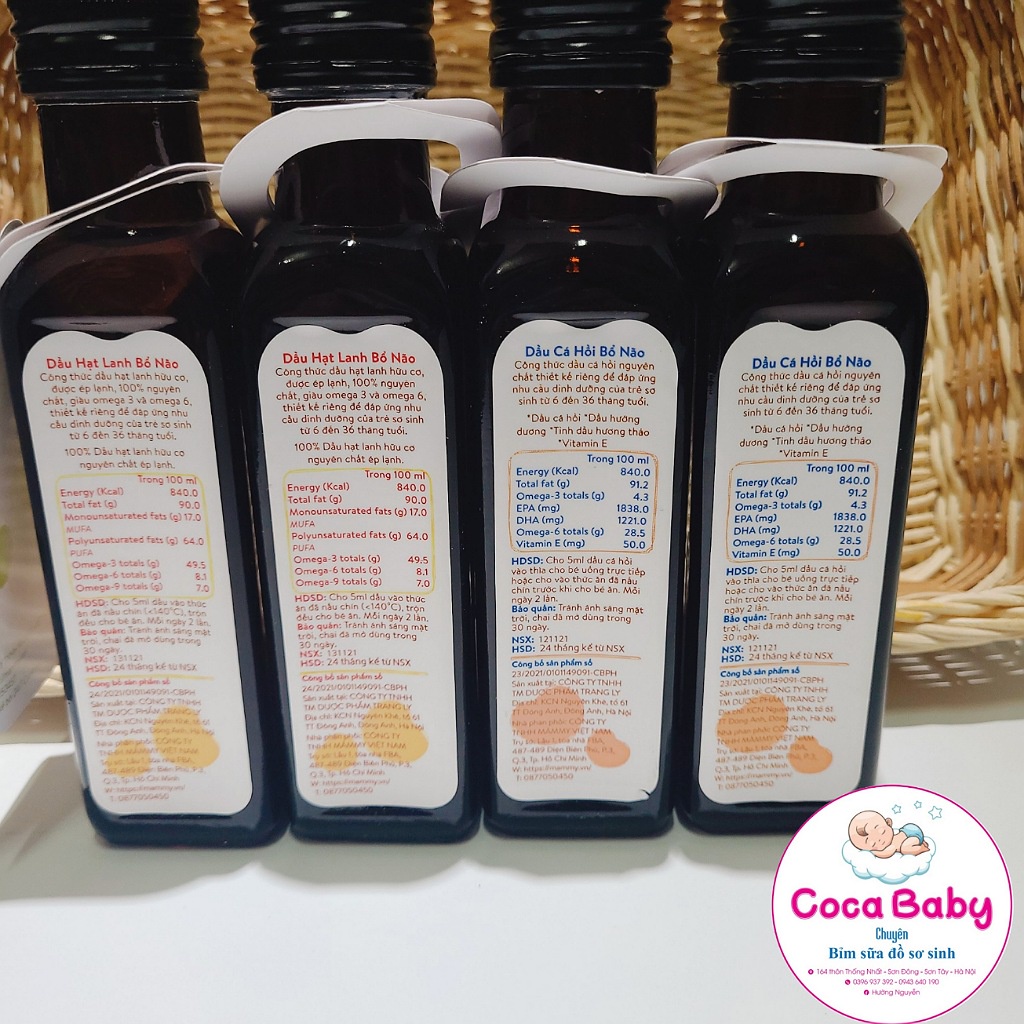 Dầu ăn dặm hạt lanh và cá hồi tốt cho não bộ của bé MĂMMY giàu Omega 3 cho bé từ 6 tháng tuổi⚡FREESHIP