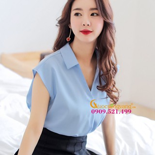Áo nữ áo sơ mi nữ cổ đức chui đầu GLA115 xanh ngọc Cuocsongvang