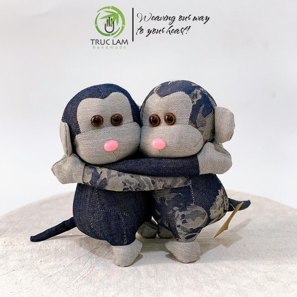 Đồ Chơi Cho Bé Thú Nhồi Bông Đôi Khỉ Ôm Nhau Bông Gòn Cao Cấp - Trúc Lâm Handmade
