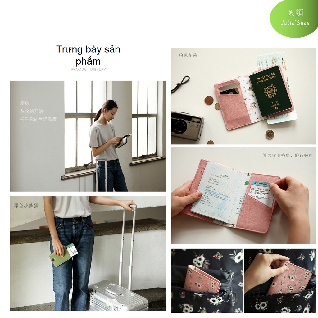 Bao Da Passport Kèm Ví Đựng Hộ Chiếu Xinh Xắn Dễ thương phiên bản hàn quốc hộ chiếu clip 6 màu sắc