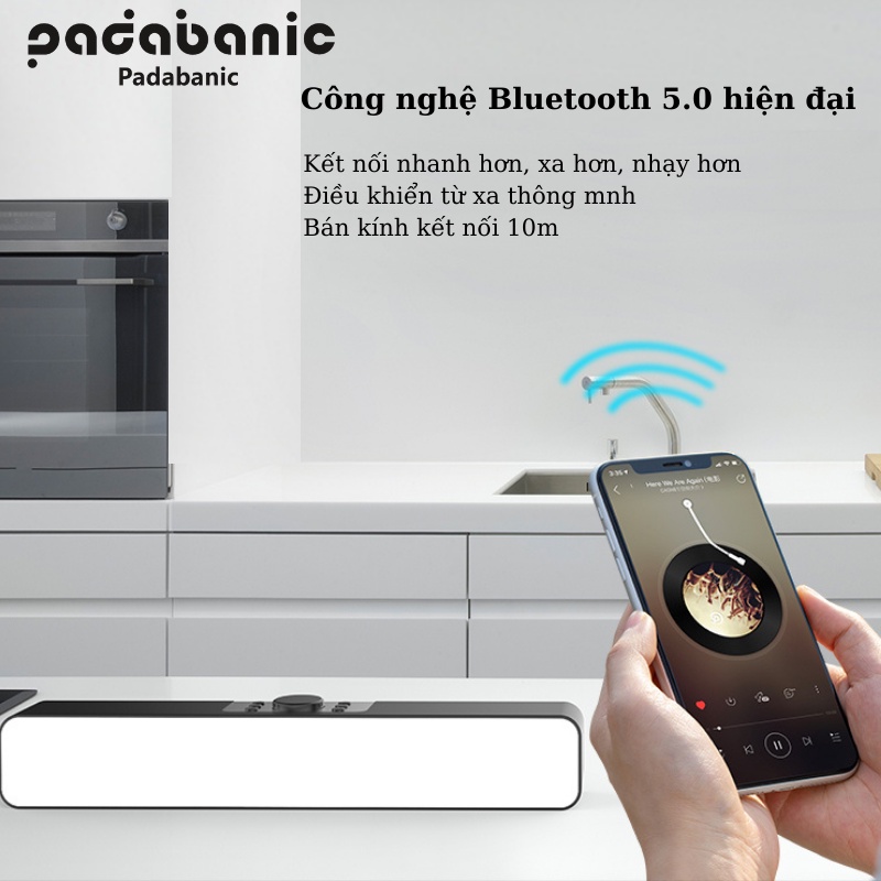 [Phiên Bản Mới] Loa Bluetooth Padabanic Kết Hợp Với Chức Năng Báo Thức Kép Mặt Kính Tráng Gương