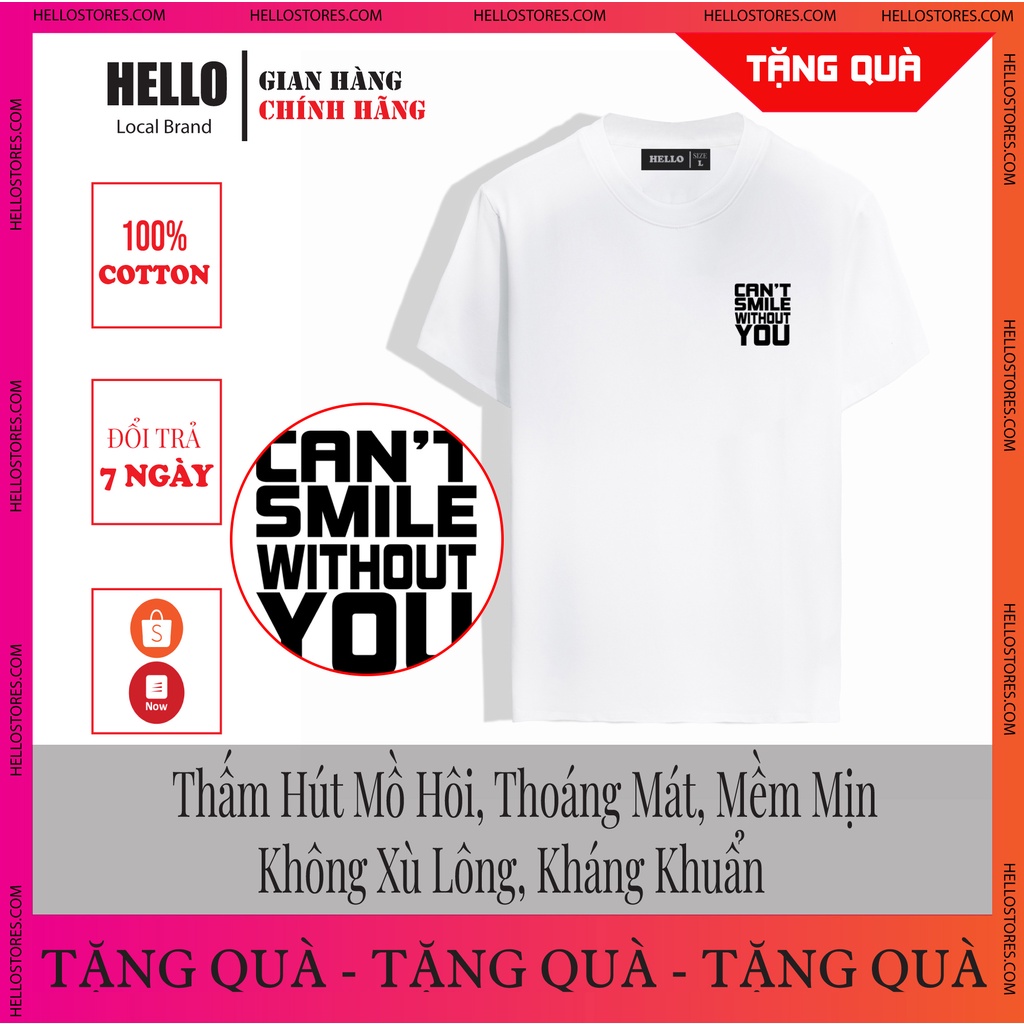 Áo Thun Nam Cổ Tròn Form Rộng Streetwear Áo Phông Unisex Cotton Oversize Hello Can't Smile_Ap33 | BigBuy360 - bigbuy360.vn
