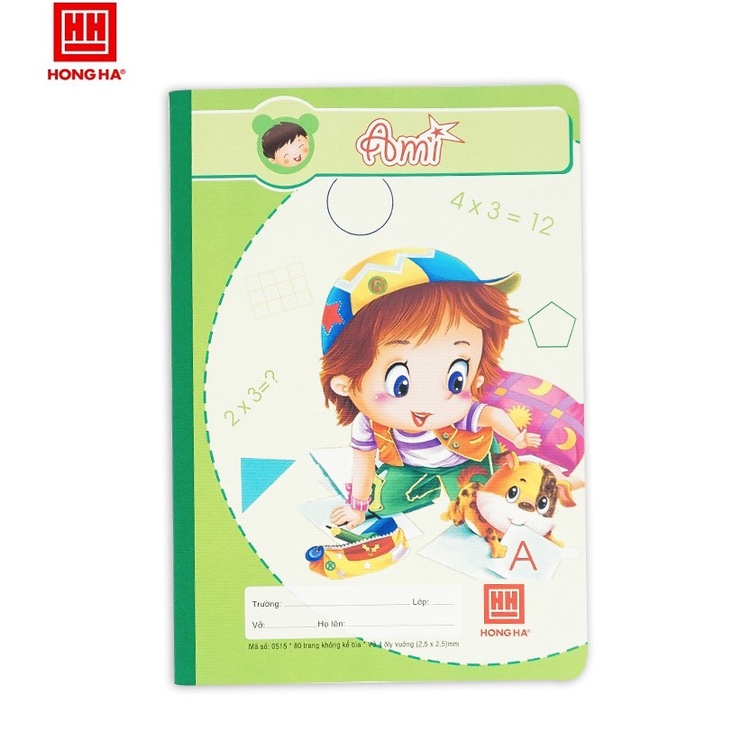 Vở 4 ô ly 80 trang Hồng Hà School Ami 0515 I Vở luyện viết chữ đẹp cho học sinh cấp I