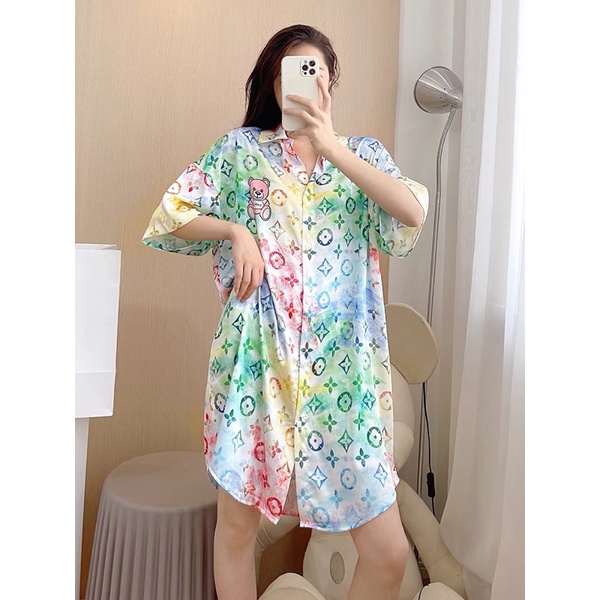 Sơ mi lụa cao cấp, sơ mi ngủ xuân hè mềm mịn cao cấp sang xịn mịn (kèm ảnh thật) màu siêu hot trẻ trung