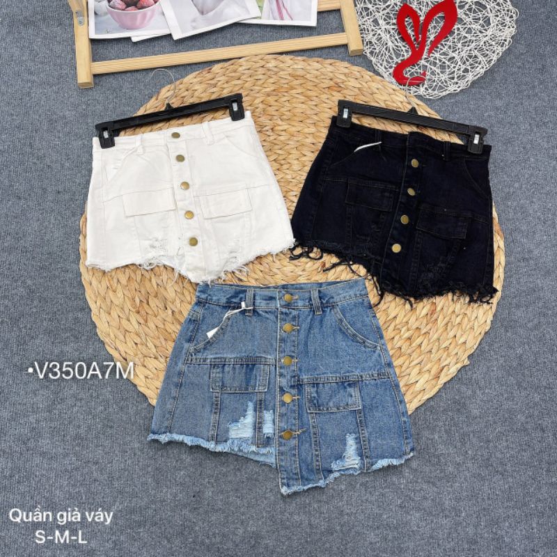 QUẦN VÁY JEANS RÁCH KHUY CÁ TÍNH