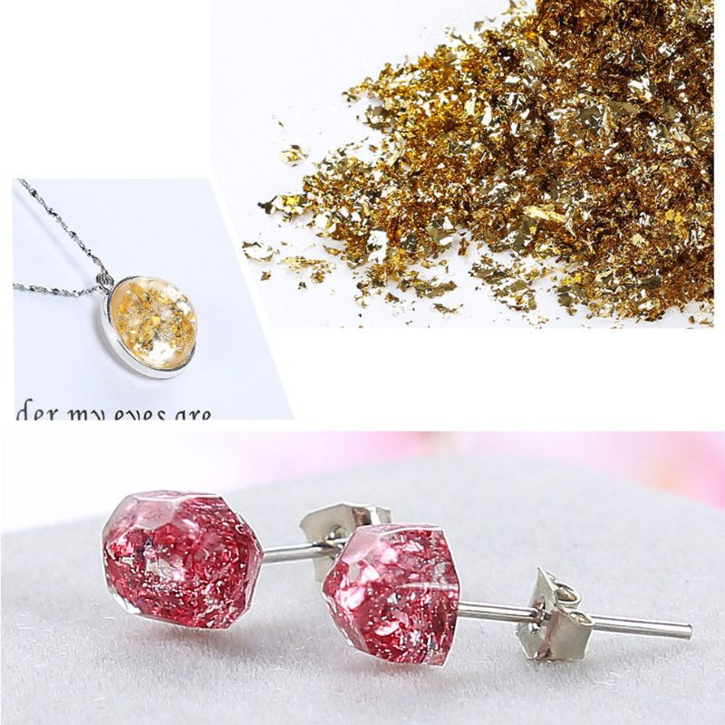 Set 12 kim sa lá vàng/bạc nhiều màu trang trí đồ vật/trang sức bằng nhựa resin