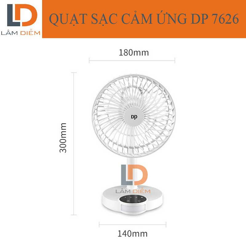 [Mã ELHA22 giảm 5% đơn 300K] QUẠT SẠC CẢM ỨNG CÓ ĐÈN LED DP 7626