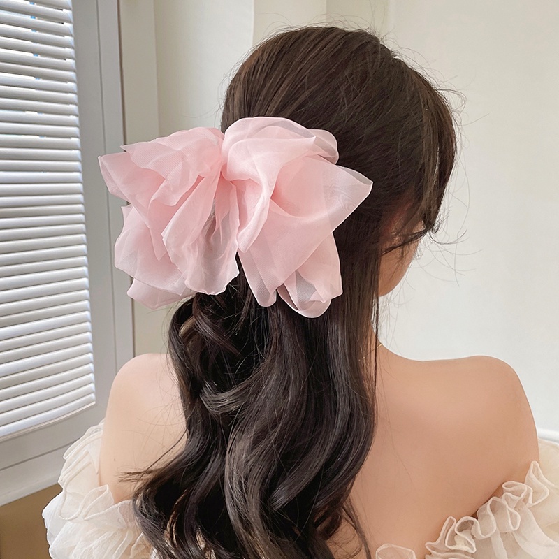 Kẹp Tóc Hình Nơ Bằng Lưới Cỡ Lớn Thời Trang Hàn Quốc Xinh Xắn