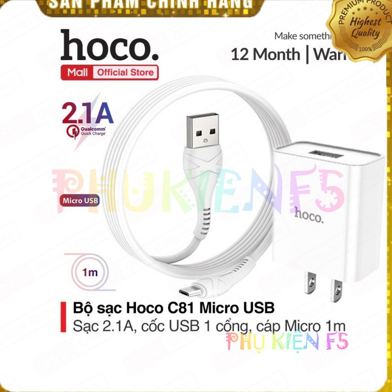 Củ sạc nhanh CHÍNH HÃNG Hoco C81 Tự Ngắt Thông Minh 🌟Hỗ Trợ Tất cả Cổng Sạc in/out - Bảo Hành Chính Hãng.