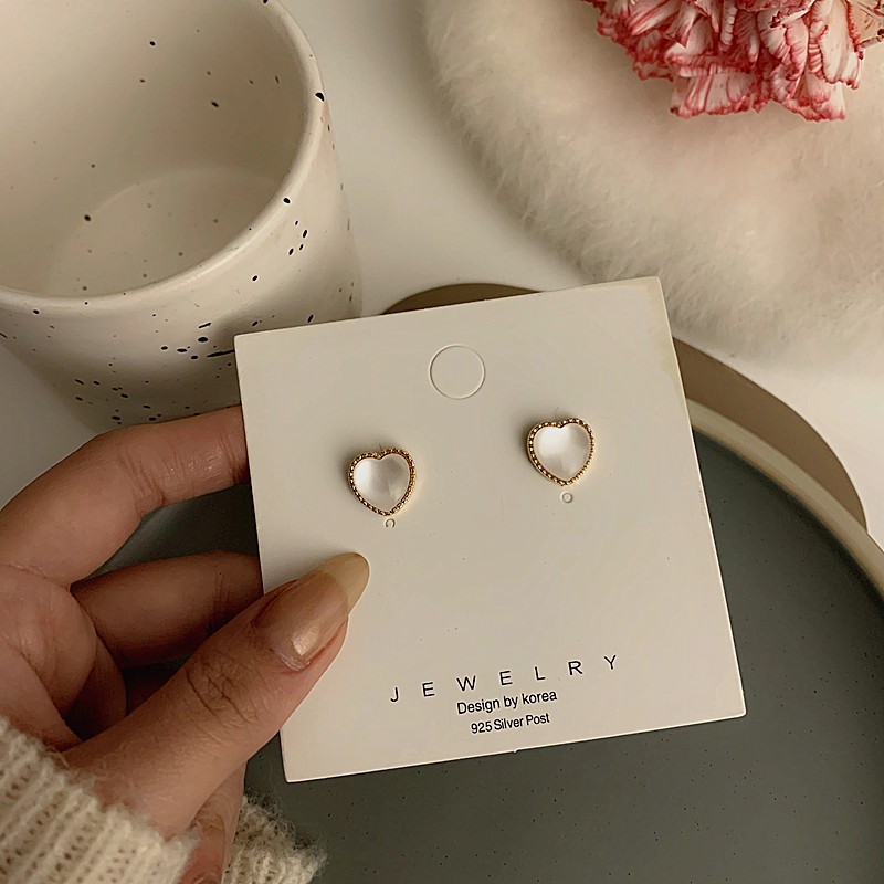 Đôi khuyên tai hình trái tim đính đá thời trang cho nữ