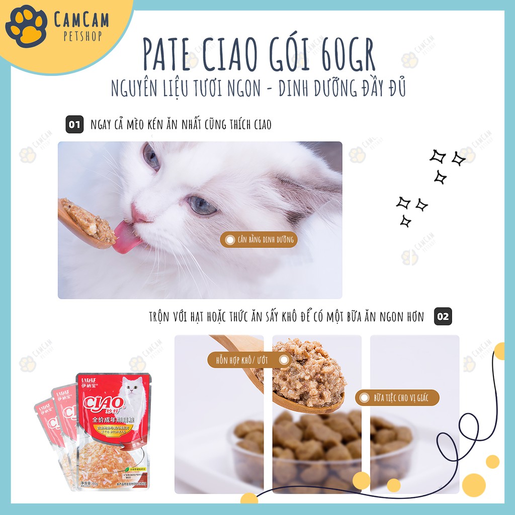 Pate cho mèo Ciao Gói 60gr - Thức ăn cho mèo dạng soup