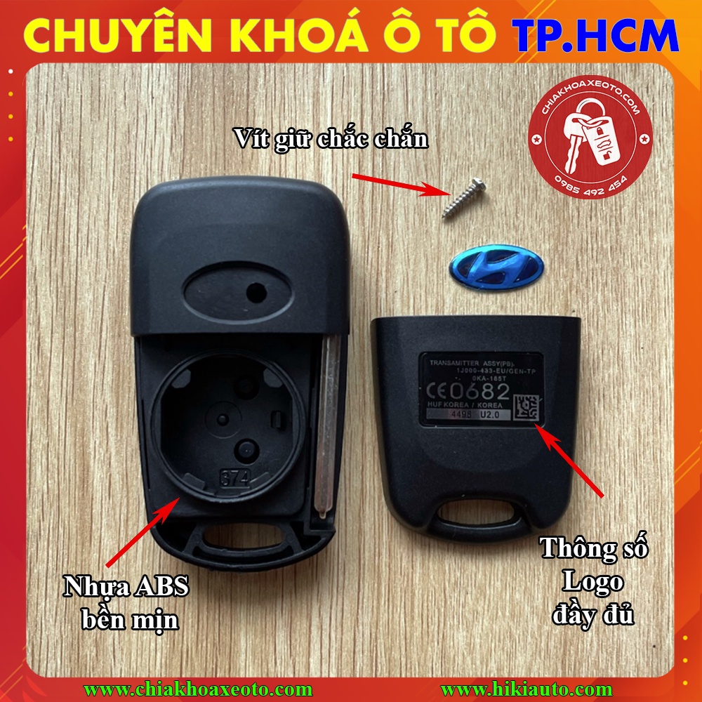 Vỏ chìa khoá Kia Carens Forte Morning Rio Picanto, Hyundai i20 i30 Accent, Nhựa ABS bền bấm lâu lủng nút