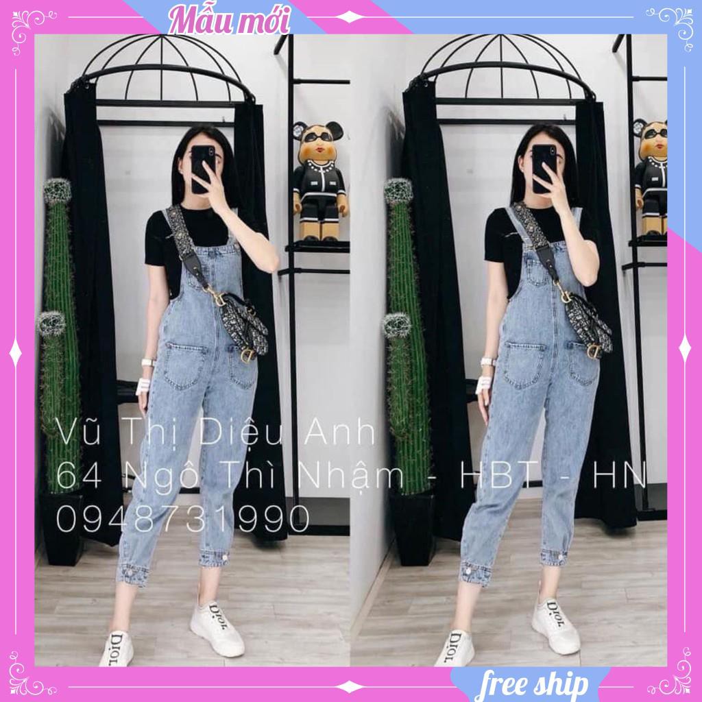 Quần yếm khuy chân 💖FREESHIP💖 Yếm jeans bo cúc chân dáng cực xinh AD21 SUNNY