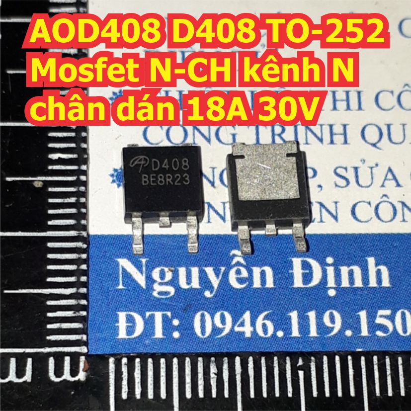 5 con AOD408 D408 TO-252 Mosfet N-CH kênh N chân dán 18A 30V kde8361