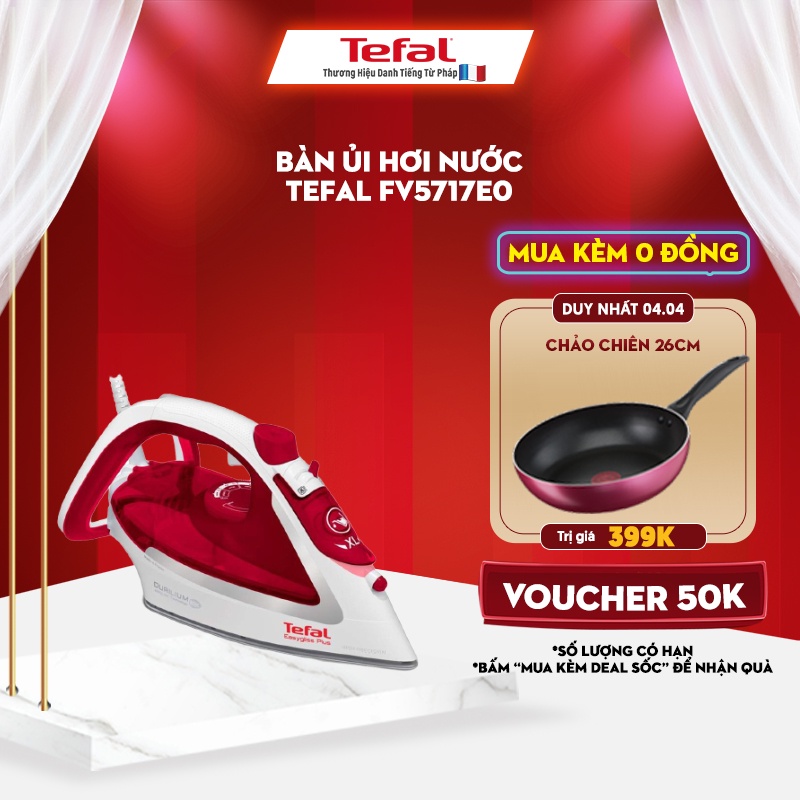 [Mã ELTEFALWL5 giảm 10% đơn 500K] Bàn ủi hơi nước Tefal - FV5717E0