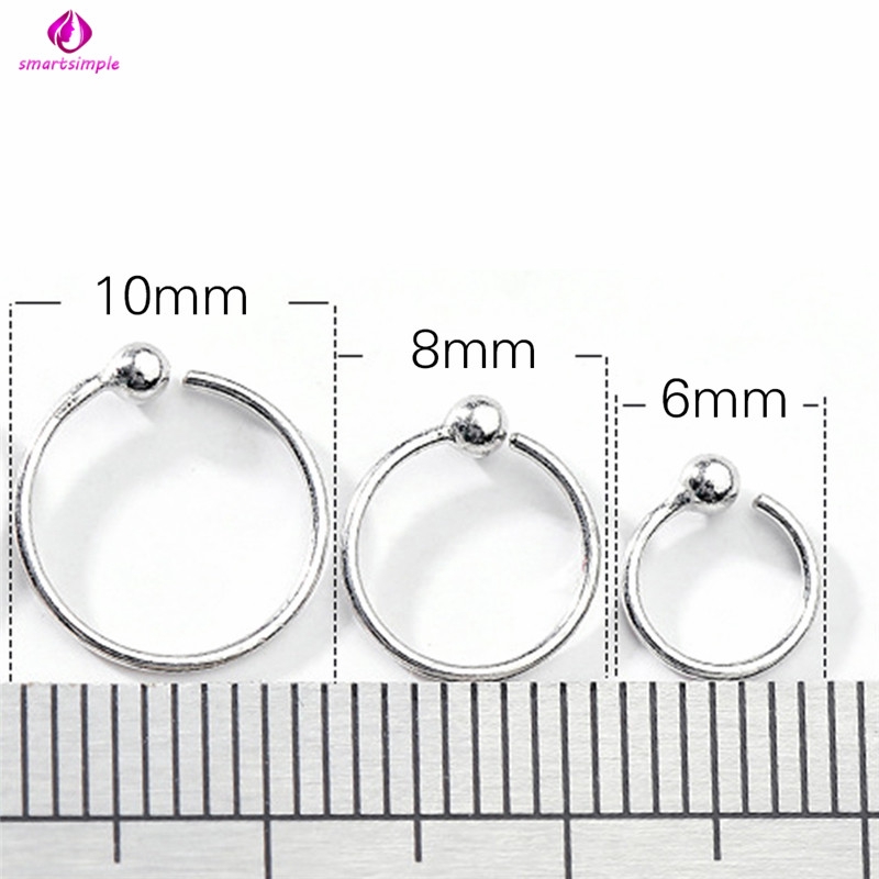 Khuyên Tai Mạ Bạc 925 Đơn Giản Chống Dị Ứng 6mm 8mm 10mm (1 Cái)