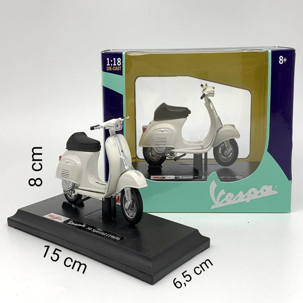 Xe Mô Hình Vespa 50 Special (1969) 1:18 Maisto Trắng