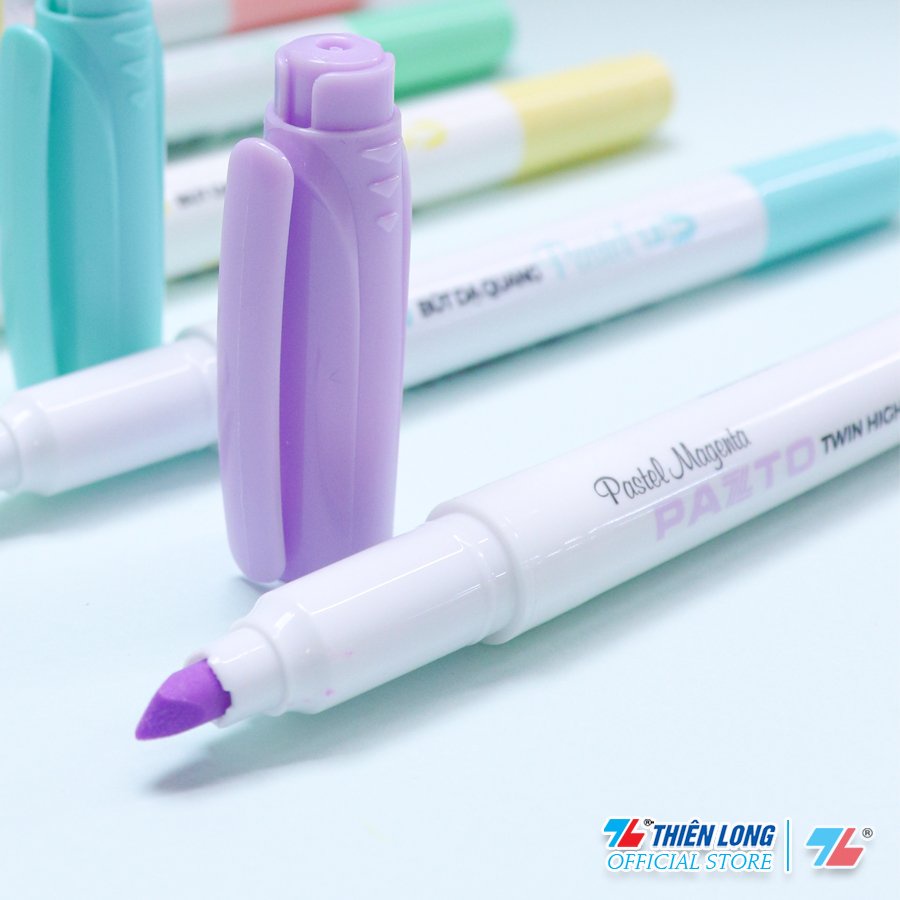 Hộp 5 Bút dạ quang màu Pastel Thiên Long Pazto HL-016 - Bút dạ quang rửa được - Không để lại vết khi Photocopy