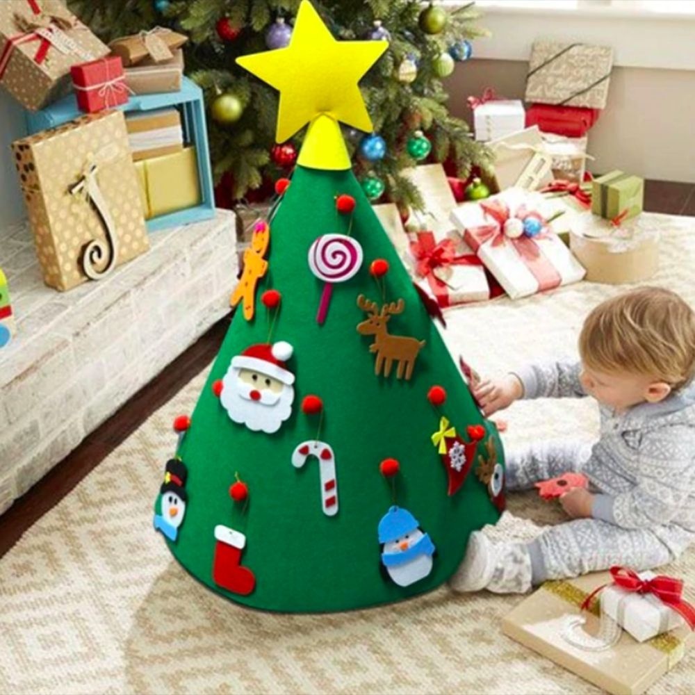 LONTIME Cây Thông Giáng Sinh Bằng Vải Nỉ DIY Dành Cho Trẻ Em