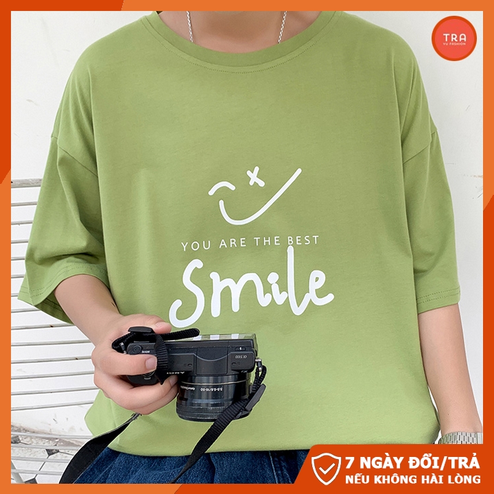 Áo thun tay lỡ nam unisex form rộng chất đẹp mát co dãn 4 chiều in Smile cá tính NTL135 | BigBuy360 - bigbuy360.vn