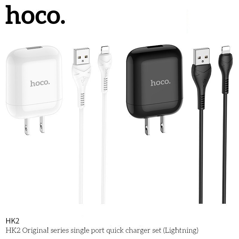 (Siêu Rẻ) Bộ Sạc Nhanh Iphone Hoco HK2 3.4A (Đen/Trắng) - Sạc Chân Dẹt | BigBuy360 - bigbuy360.vn