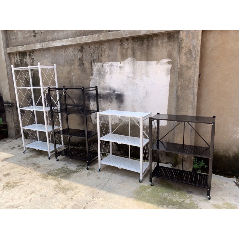 Kệ sắt xếp gọn thông minh 5 tầng có bánh xe