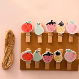 Set 10 Kẹp Gỗ Treo Ảnh/Ghi Chú/Ảnh Gắn Tường Kiểu Nhật Hàn Màu Sắc Đơn Giản Xinh Xắn