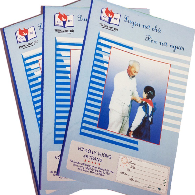 10 Vở ô ly đứng Ánh Dương - 4 ly  bìa Bác Hồ
