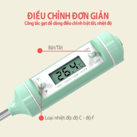 {CHÍNH HÃNG} - Nhiệt Kế Điện Tử Đa Năng - Đo Nhiệt Độ Nước, Sữa, Thực Phẩm Kichilachi