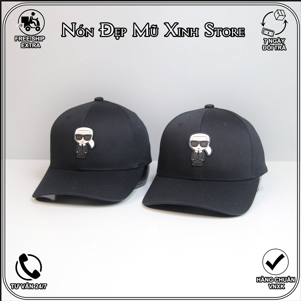 NÓN LƯỠI TRAI KARL LAGERFIELD màu đen chất vải cotton nhập Hàn Quốc, logo cao su nổi 3D,