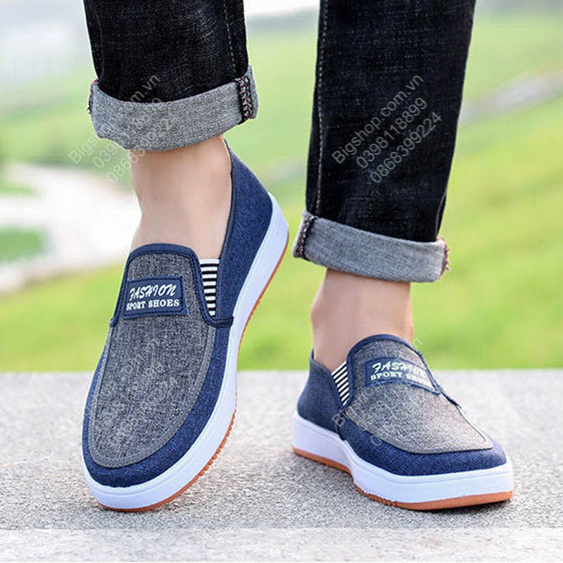 Giày lười vải nam mẫu mới, cao cấp, vải canvas êm thoáng khí và rất bền | BigBuy360 - bigbuy360.vn