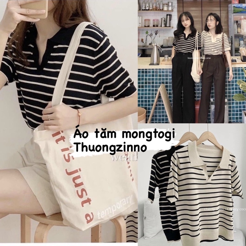 [Ảnh thật/Video]Áo len thu đông họa tiết  kẻ sọc Áo len croptop phong cách Hàn Quốc