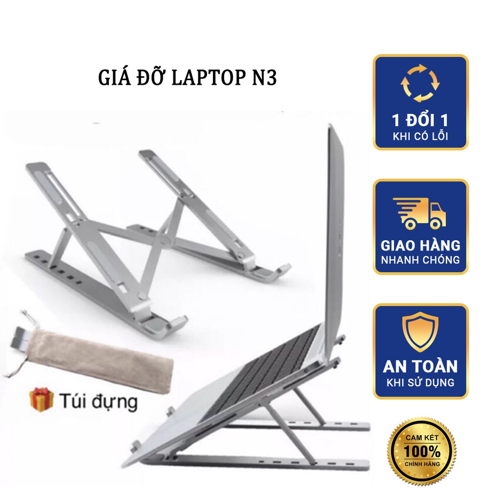 Giá Đỡ Laptop Ipad N3 Làm Bằng Hợp Kim Nhôm Tản Nhiệt Cho Máy Tính Xách Tay Macbook Điều Chỉnh Mức Độ Cao Thấp Khác Nhau