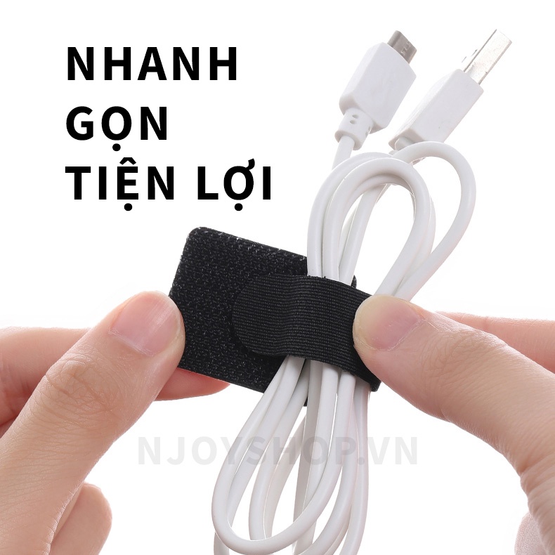 Dây Quấn Cáp Sạc Velcro Njoy Giúp Cố Định Dây Điện, Tai Nghe, Chống Rối Tiện Lợi Chất Liệu Keo Siêu Dính