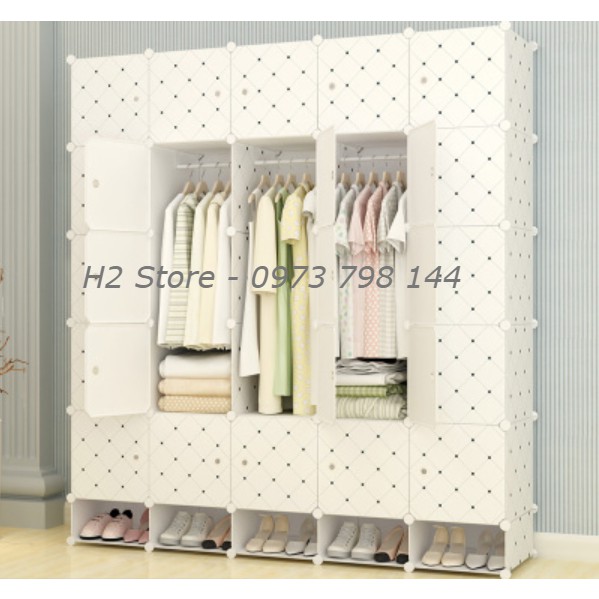 [RẺ NHẤT SHOPEE] TỦ NHỰA LẮP GHÉP 25 Ô VÁCH TRẮNG CHẤM BI ĐỂ ĐỒ ĐA NĂNG THÔNG MINH sâu 47cm