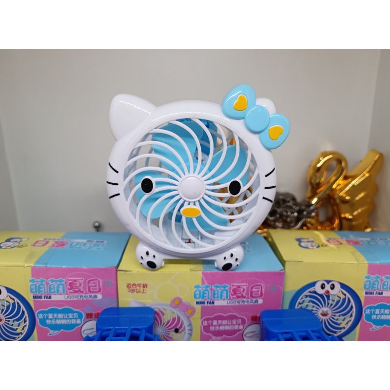 Quạt Mini Cầm Tay Tích Điện Để Bàn Hoạt Hình Siêu Dễ Thương
