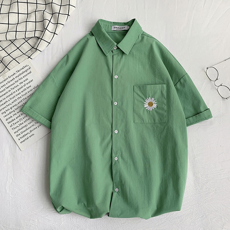 Áo Sơ Mi Nam Nữ Unisex Họa TIết Hoa Cúc Hot 2021