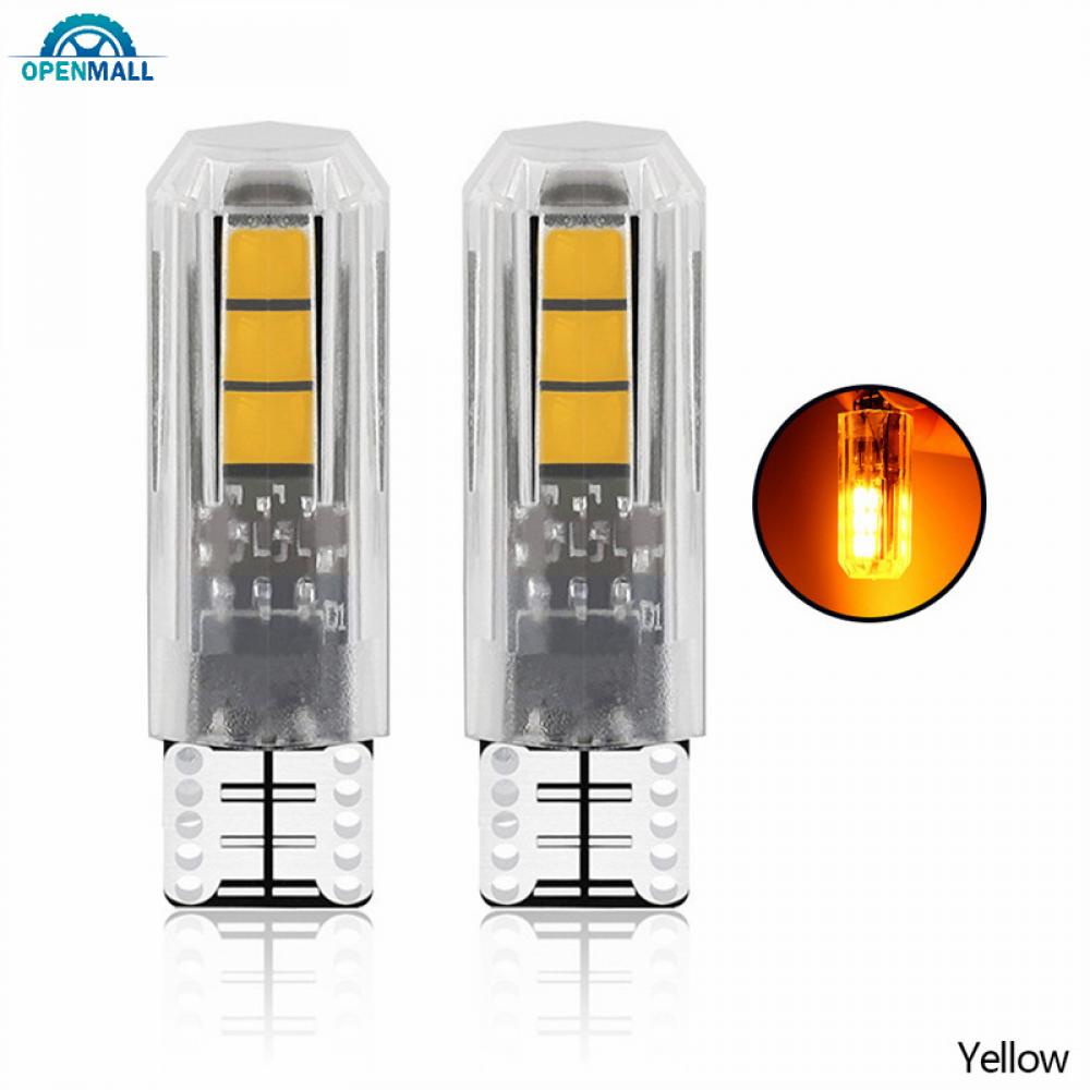 2 Đèn Led 12V T10 6LED W5W SMD Ánh Sáng Trắng Cao Cấp Cho Xe Ô Tô
