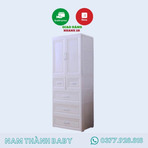 FREE SHIP !! Tủ Nhựa Đựng Quần áo 9BABY 5 Tầng Vân Gỗ Cao Cấp Chính Hãng (Tặng Kèm Bánh Xe) - TRẮNG